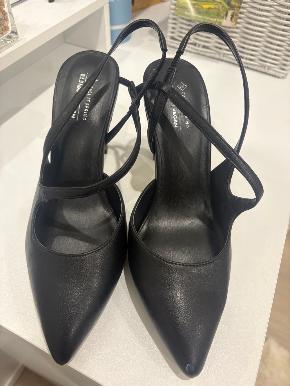 Call It Spring Black Pointed Slingback Heels